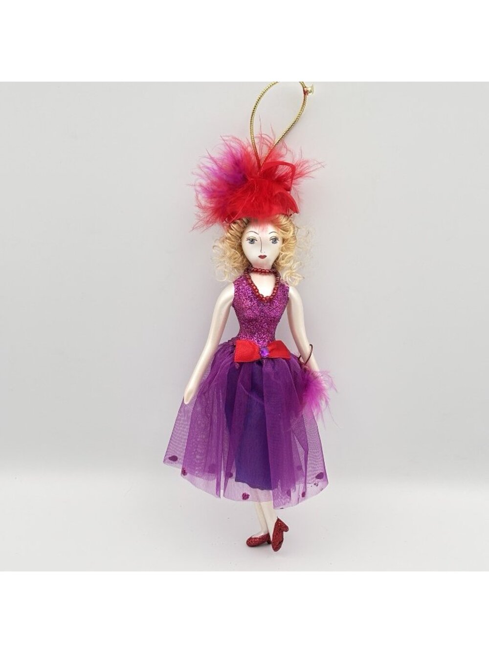 Soffieria de Carlini Lady Elegance Purple Tulle Dress Glass Christmas Ornament